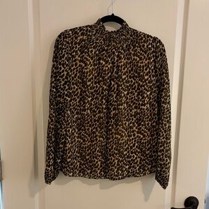 J. Crew Animal Print Ruffled Blouse